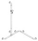 HEWI Duschhandlauf 801 762/762 x 1250 mm, reinweiß, mit Brausehalterstange