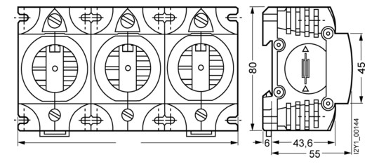D-Sicherungssockel DII 3p 25A 500V Kst m.Abd Schraubbef
