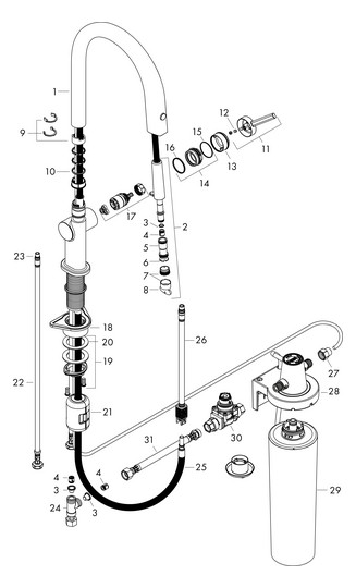 hansgrohe Spültisch-Einhebelmischer Aqittura M91 mit Ausziehauslauf, 1jet, Starter Set, mattschwarz