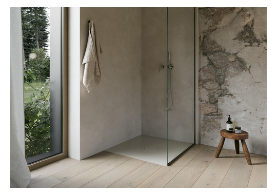 Bette Duschfliese BetteAir 1000 x 1000 mm, beige, Rechteck, glasierter Titan-Stahl