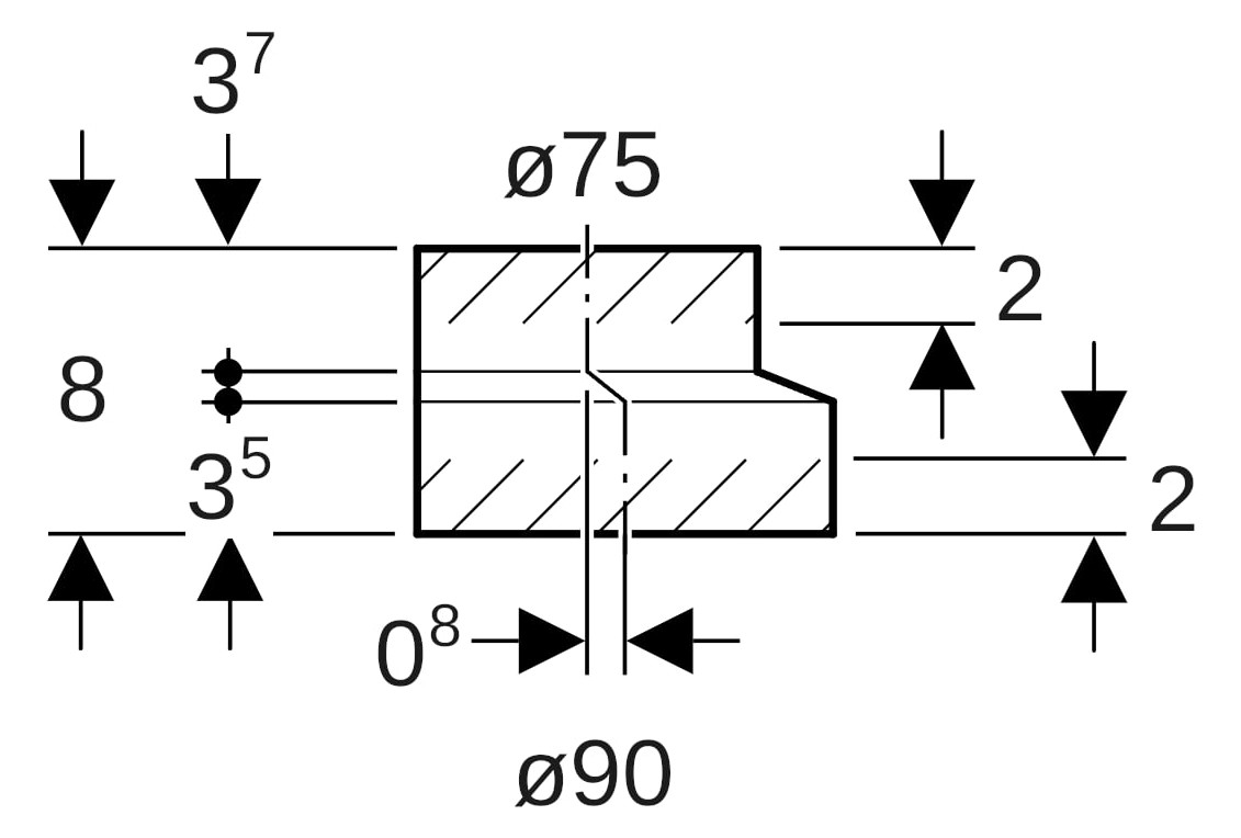 Geberit Reduktion PE DN 90/70, exzentrisch, kurz, PE-HD