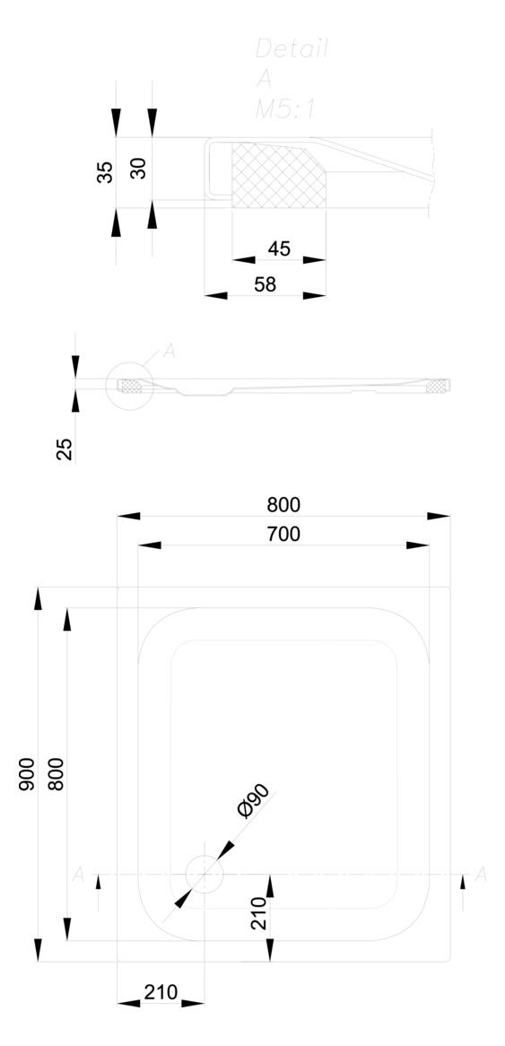 Duschwanne BetteUltra 8750 90x80x2,5cm, Glasur, Mini-Wannenträger, beige