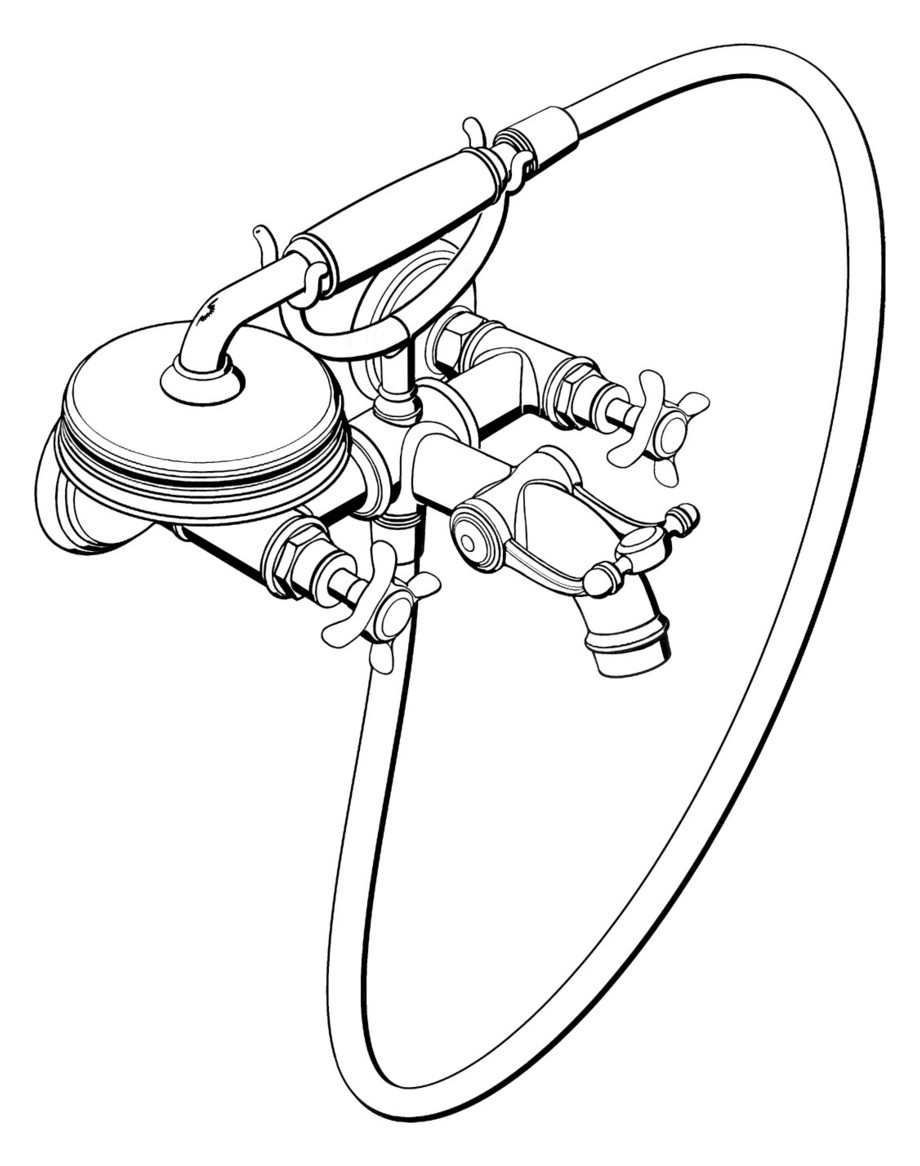 hansgrohe 2-Griff-Wannen-Armatur Axor Montreux AP, Ausladung 224mm, mit Kreuzgriffen, polished gold optic