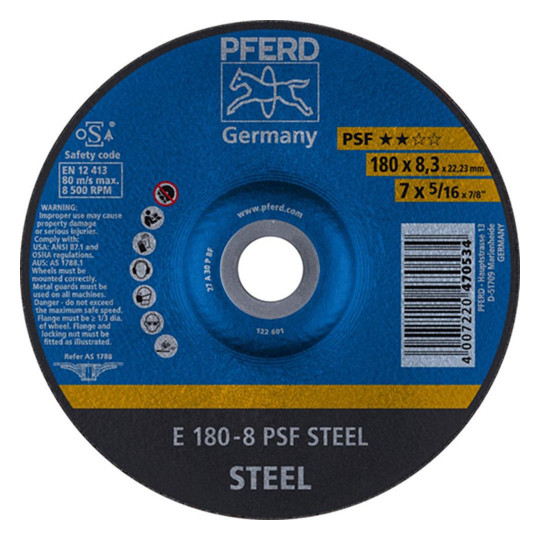 PFERD-Schruppscheiben für Metall PSF STEEL - 178x8,3mm