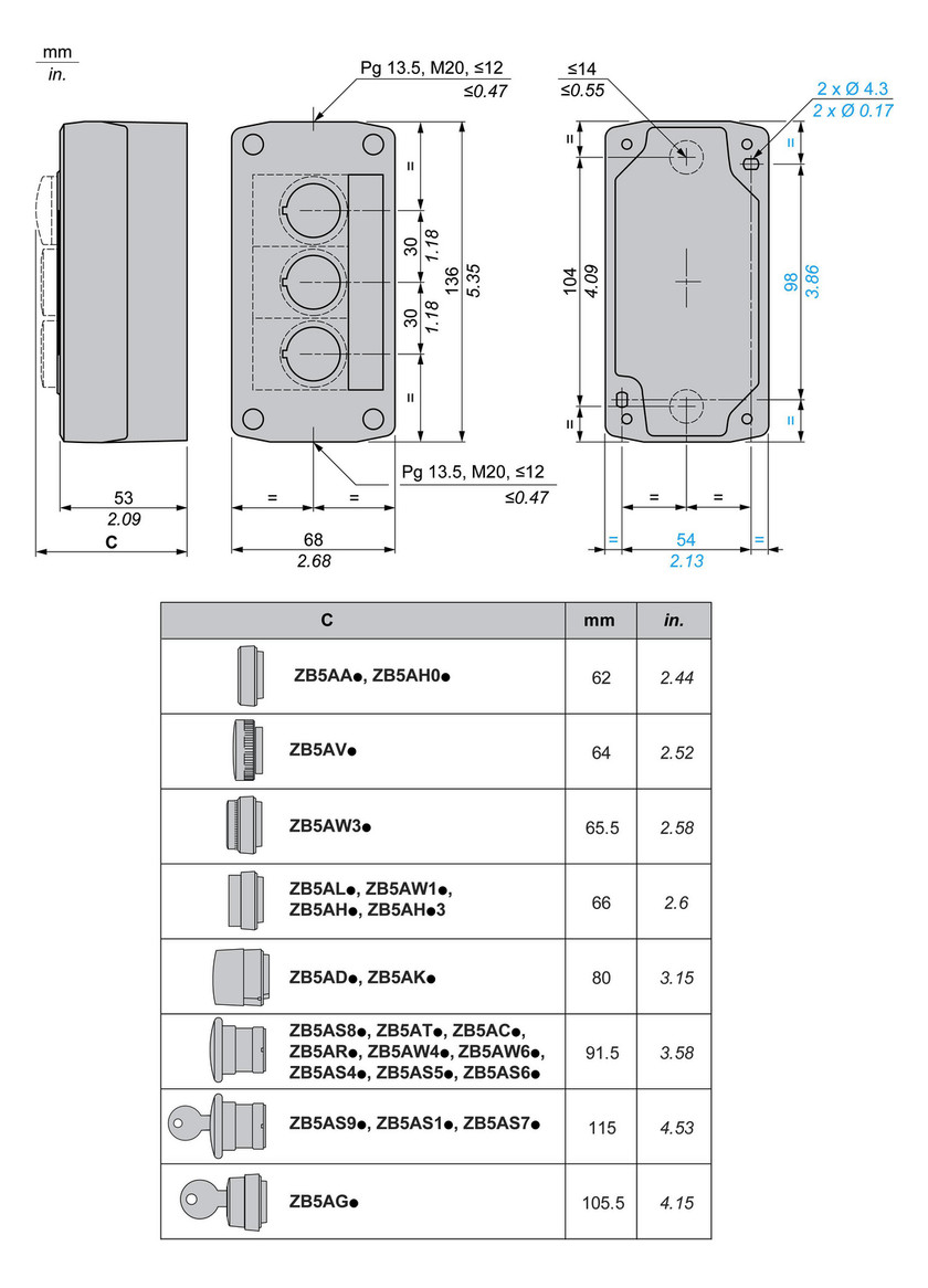 Befehls-/Meldegerät 2f 2tast 1meld Kst IP65