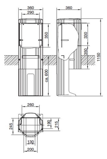 Standgehäuse GFK IP44 B360xH1150xT360mm ET360mm m.MPL geschl