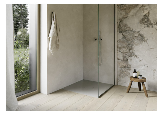 Bette Duschfliese PLUS BetteAir 1000 x 1000 mm, stone, Rechteck, glasierter Titan-Stahl, mit Minimum-Täger