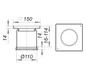 Dallmer Aufsatzrahmen KEN 10 Serie 10 150 x 150 mm, Rahmen ABS, mit Gewindeeinsätzen