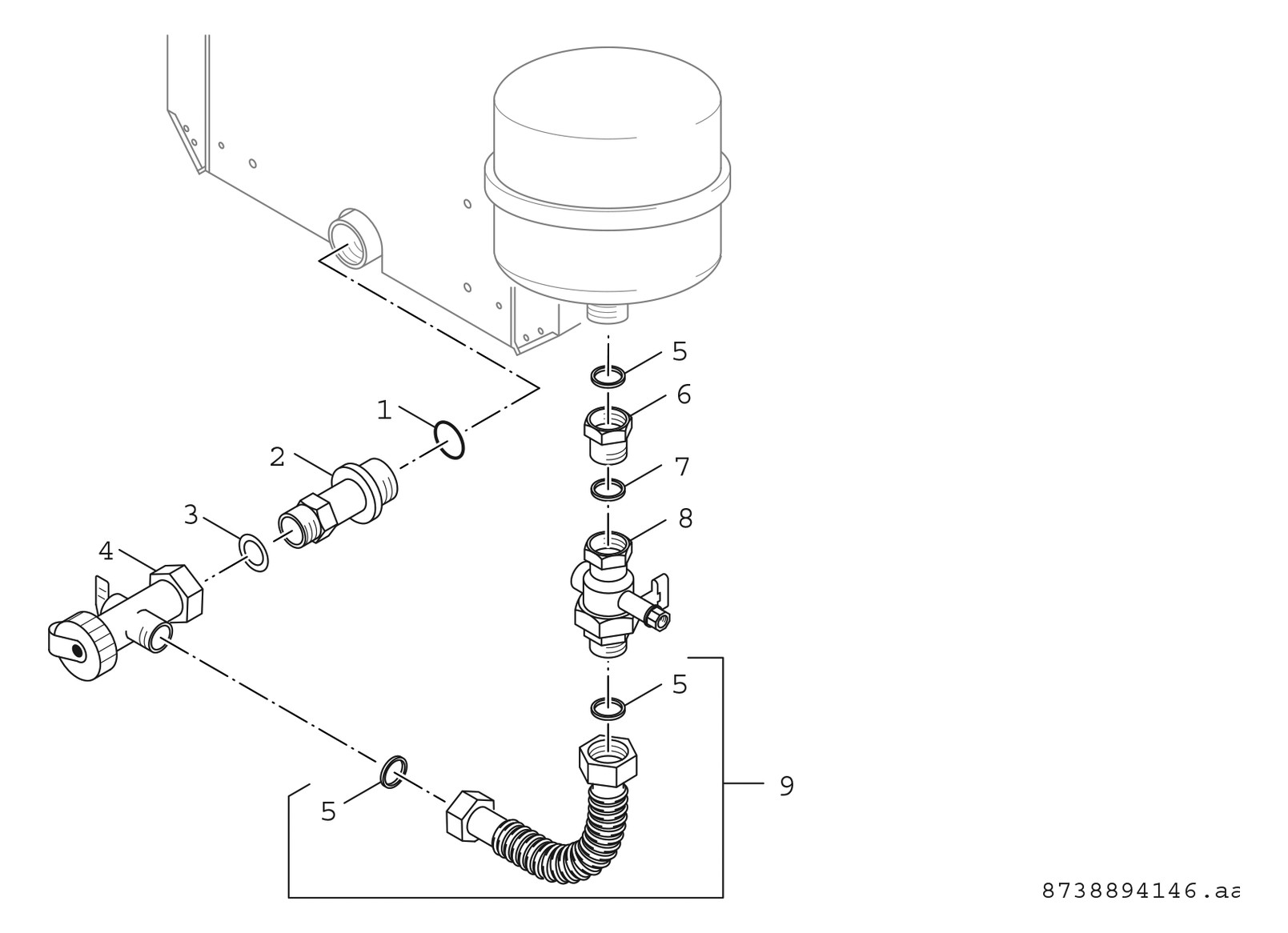 BOSCH Anschluss-Set AAS für Ausdehnungsgefäß, für MAG Anschluss 3/4" oder 1"