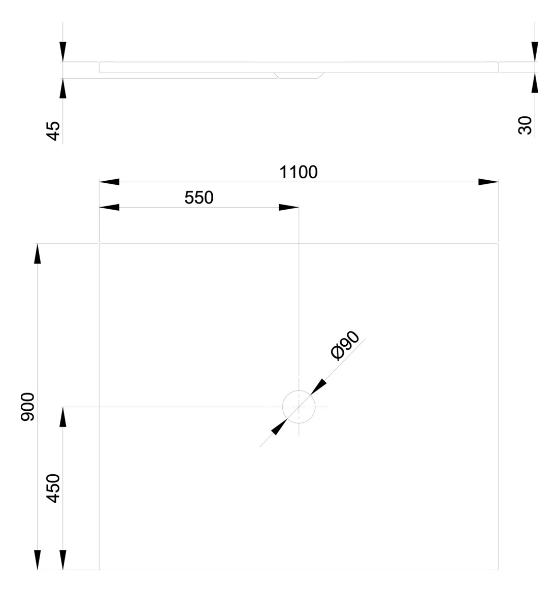 Duschfläche BetteFloor 8631 110x90cm, Antirutsch/Sense, weiß