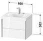 Duravit Waschtisch-Unterschrank c-bonded XViu 60x48cm, 2 Schubkästen, 1 Hahnloch, schwarz matt, Rahmen C, flannel grey hochglanz