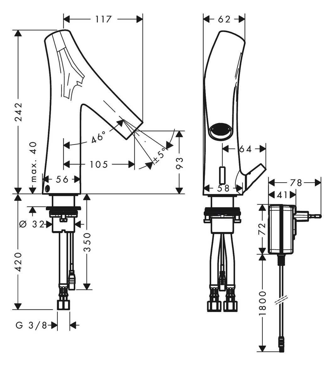 hansgrohe Elektronik-Waschtischmischer Axor Starck Organic mit Temperaturregulierung, Netzanschluss, polished red gold