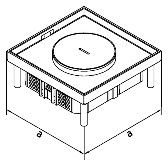 Kassette nivellierbar VA quadrat 244mm 95-282mm 95mm nass Kassette nivellierbar VA quadrat 244mm 95-282mm 95mm nass