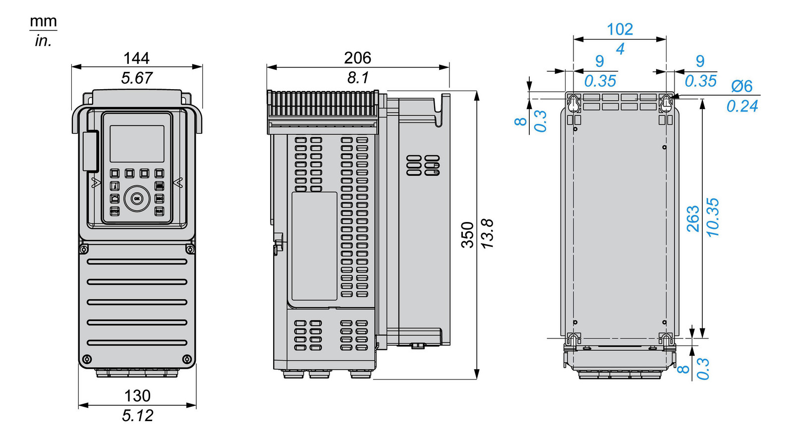 Frequenzumrichter lin=2kW ALTIVAR A3ph 380-480V E3ph 500Hz 50/60Hz IP21 5%F