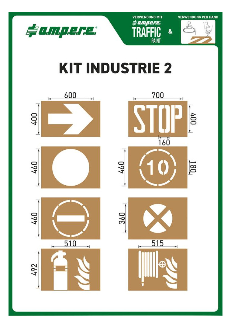 Bild AMPERE Spritz-Schablonen KIT Industrie 0 2,8-teilig - a.m.p.e.r.e.-0