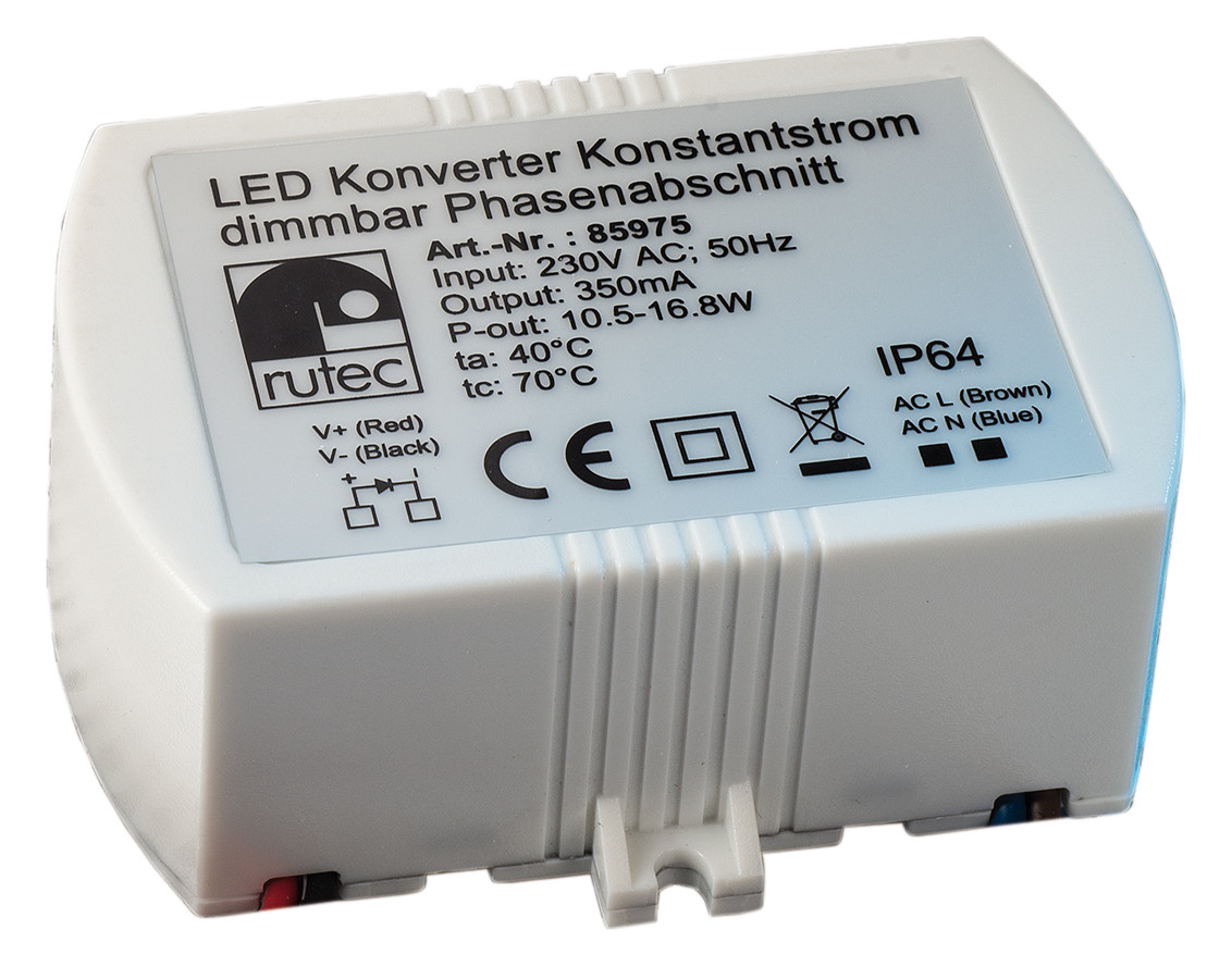 LED-Trafo 10,5-16,8W 350mA 48V IP64 dim Dimmung Phasenabschnitt Kstgeh dyn