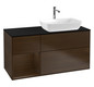V&B Waschtisch-Unterschrank Finion 120cm, Abdeckplatte black matt, Regal Walnut Veneer, Walnut veneer