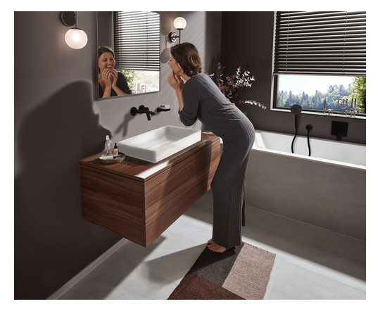 hansgrohe Fertigmontageset Vivenis UP-Waschtisch-Einhebelmischer, für Wandmontage, mit Auslauf 192mm, mattschwarz