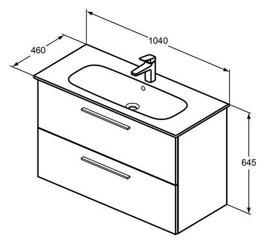 Ideal-Standard Möbelwaschtisch-Paket i.life A 104x46x64,5cm, 1 Hahnloch, Griff schwarz matt, greige matt