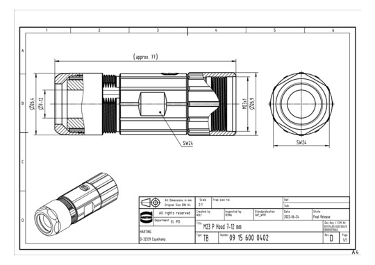 HART Han M23 P Gehäuse 7-12  09156000402 