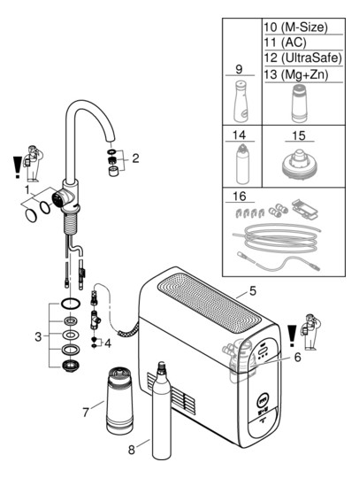 GROHE Spültisch-Einhebelmischer Blue Home C-Auslauf, Mono Starter Kit, supersteel