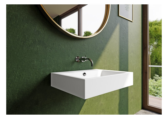 Kaldewei Wand-Waschtisch PURO 3165, 90 x 46 cm, warm grey 60 Perl-Effekt, mit Überlauf, ohne Hahnloch
