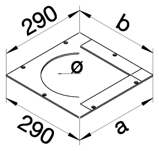 Montagedeckel ST quadrat 240mm trocken 290x290mm 4mm Abdeckung Montageöffnung