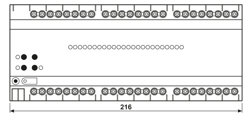 Schaltaktor KNX REG 12TE 24f 16A 3000W 110-230V Vor Ort-/Handbedienung