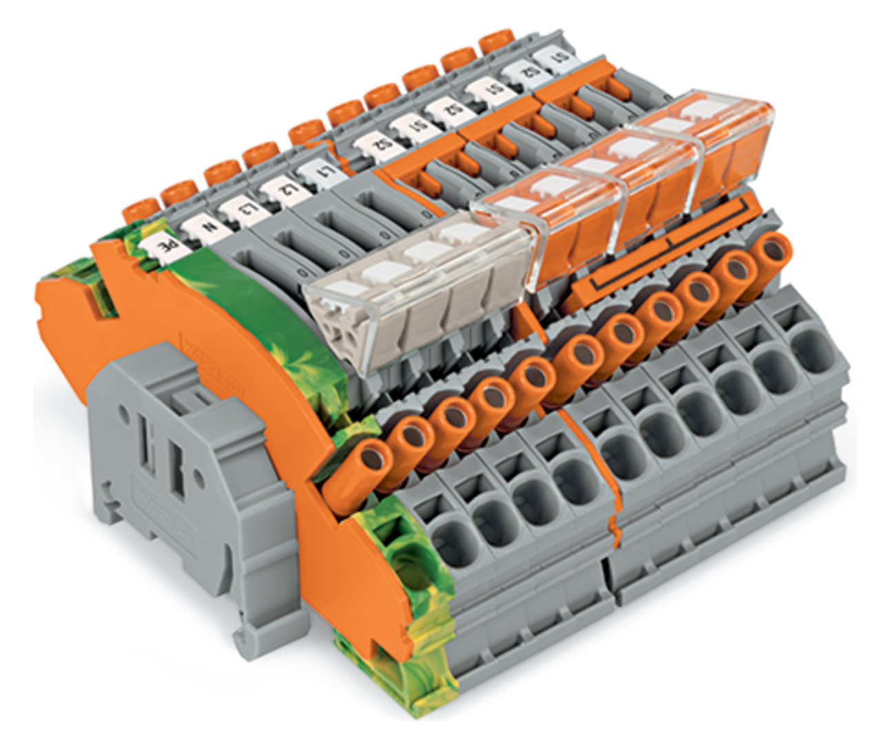 Klemmenblock 10p+PE PA6.6 6qmm TS35 f.Stromwandler