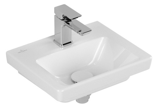V&B Handwaschbecken Subway 3.0 37x30,5cm, eckig, mit Hahnloch/ohne Überlauf, weiß