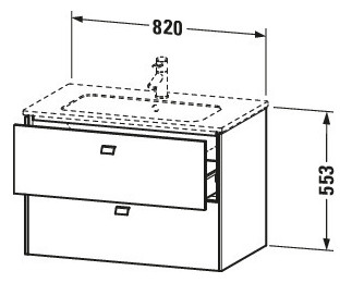 Duravit Waschtisch-Unterschrank Brioso 82 x 47,9 cm, chrom/Leinen, 2 Schubkästen, wandhängend