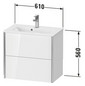 Duravit Waschtisch-Unterschrank XViu Compact 61 x 39 x 56 cm, Eiche natur, 2 Schubkästen, wandhängend, schwarz matt