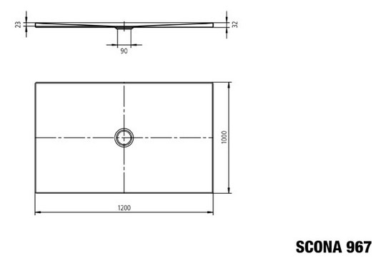 Kaldewei Duschwanne SCONA 967-1 100x120cm, Secure Plus, warm grey80