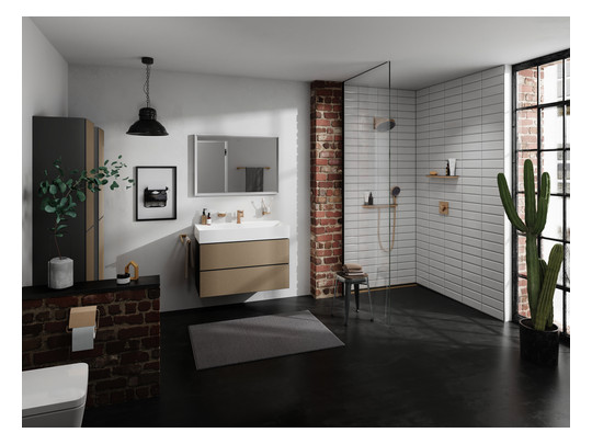 hansgrohe Handtuchhalter AddStoris Länge 445mm, zweiarmig, Wandmontage, Metall, brushed bronze