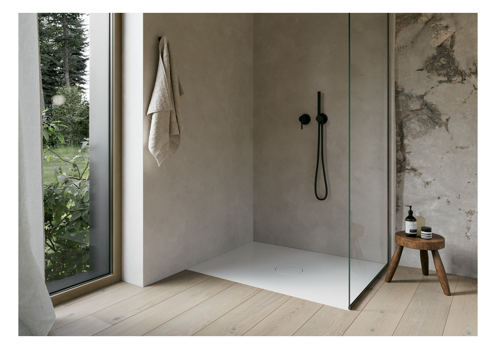 Bette Duschfliese PLUS BetteAir 1600 x 1000 mm, ebano, Rechteck, glasierter Titan-Stahl