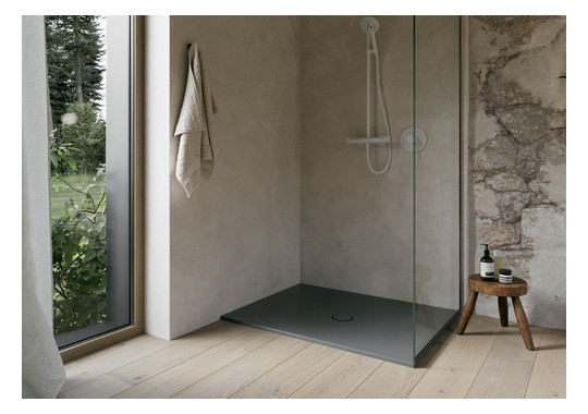 Duschfläche BetteFloor 1651 100x75cm, Glasur, Mini-Wannenträger, smoke