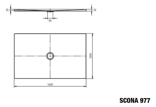 Kaldewei Duschwanne SCONA 977-1 100x140cm, Secure Plus, cool grey90