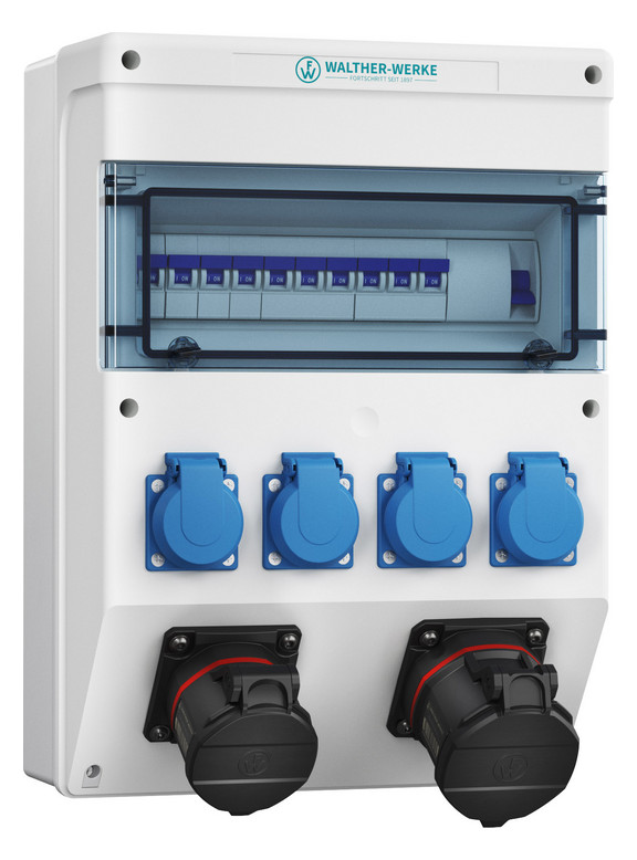 CEE-Kombi Kst gr IP54 1x16A5p400V 1x32A5p400V 4Steckd LS-Schalter