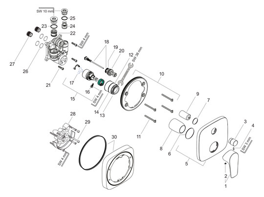 hansgrohe Fertigmontageset Talis E UP-Wannen-Einhebelmischer, mit integrierter Sicherungskombination, chrom
