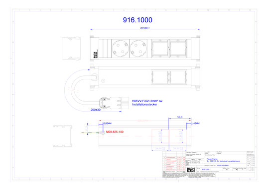 Bachmann Power Frame 2xSchuko   916.1000 
