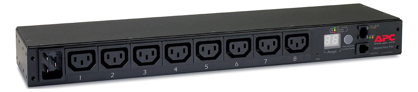 Rack-Stromverteilung 1HE 8Steckd 8xC13 230V Mit Sicherung m.Display m.LED-Anz