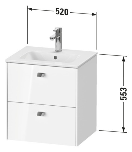 Duravit Waschtisch-Unterschrank Brioso Compact 52x41,9x55,3cm, 2 Schubkästen, wandhängend, chrom/Eiche terra