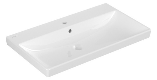 V&B Möbel-Waschtisch Avento 80 x 47 cm, Hahnloch, mit Überlauf, weiß