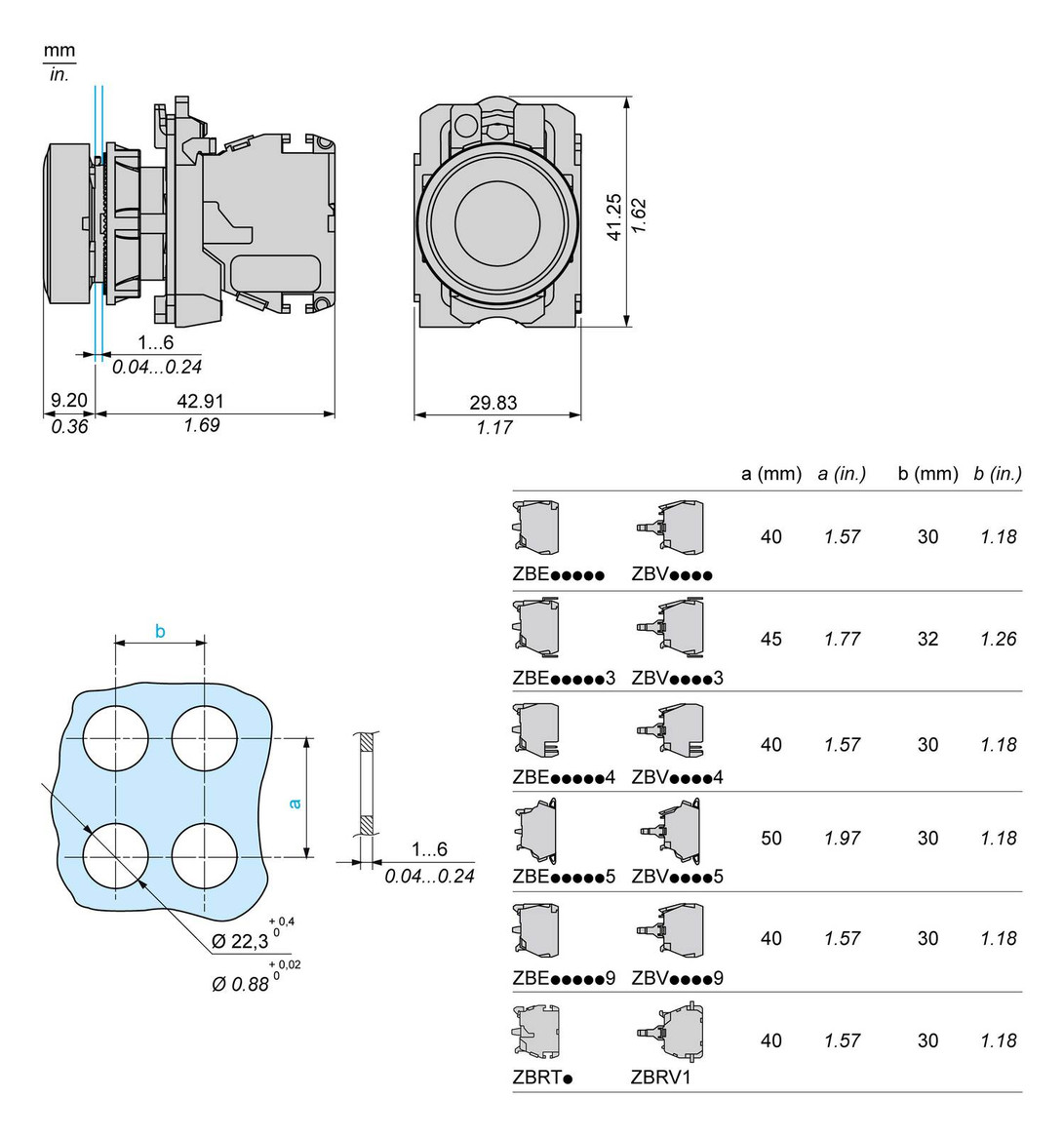 Drucktaster 1f rt rnd Ø22,5mm 1S IP30 fl Tastend