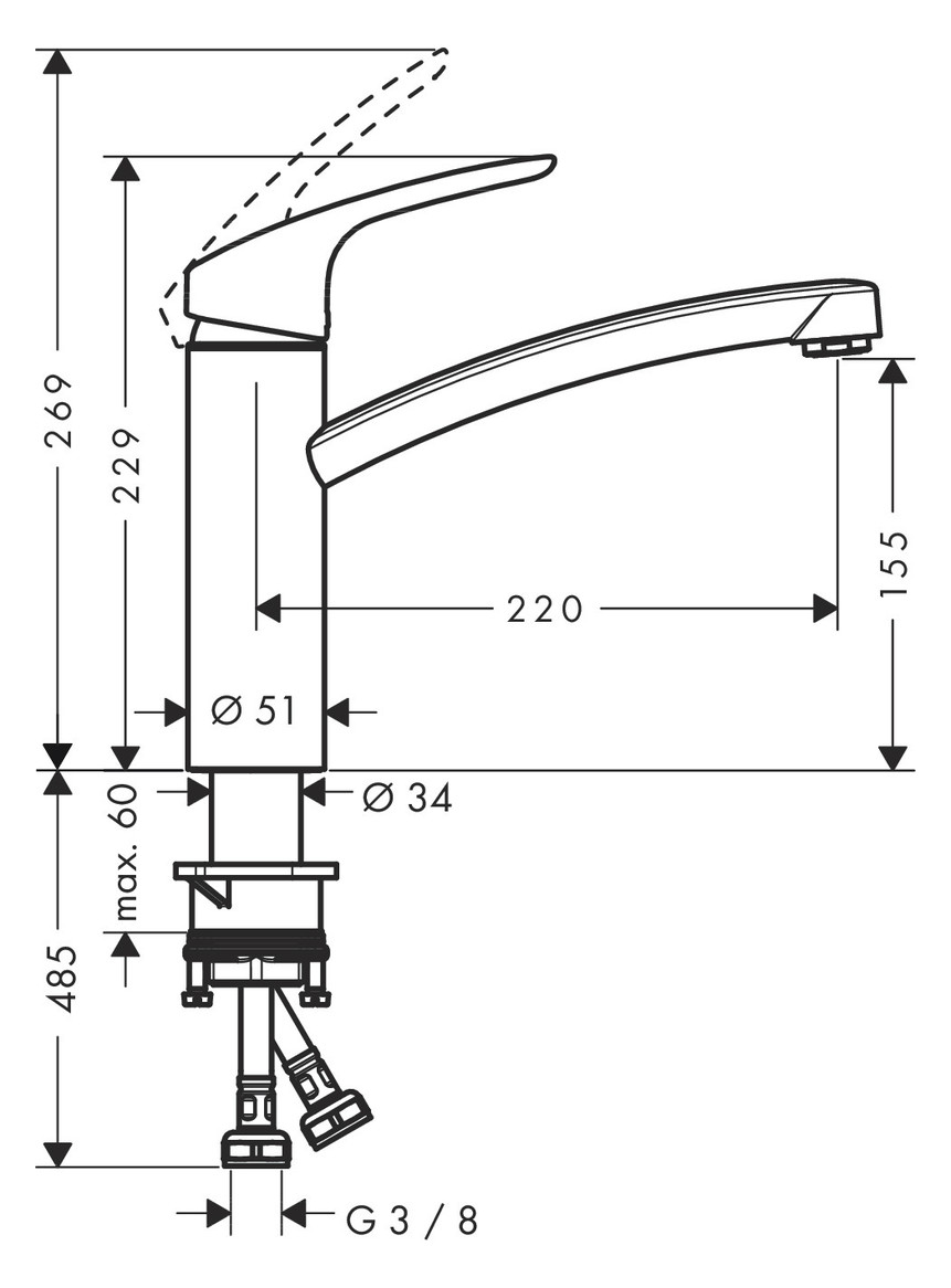 hansgrohe Spültisch-Einhebelmischer 160 Focus M41 1jet, chrom