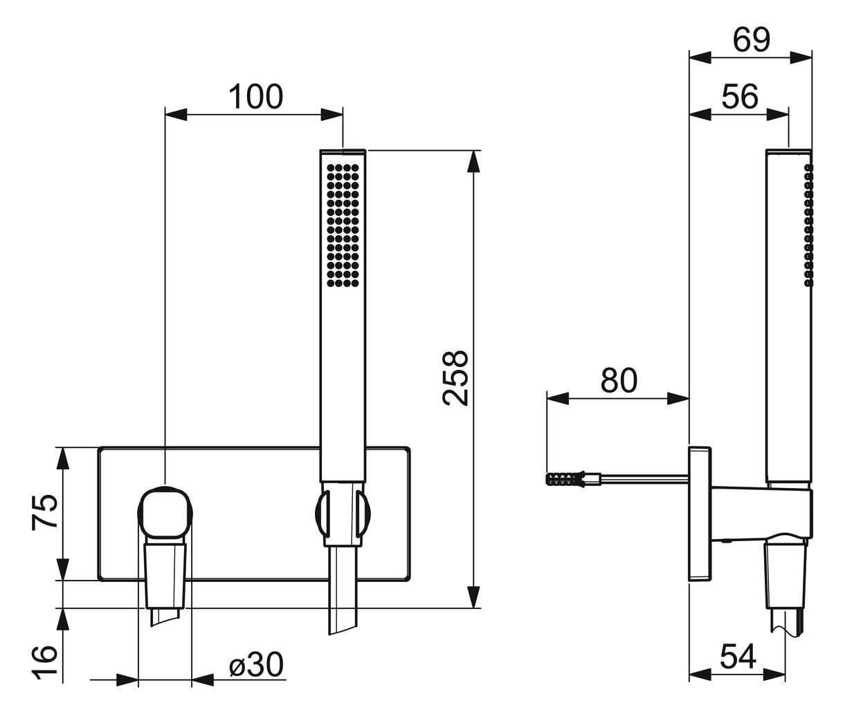 HANSA Brause-Set HANSALIVING 1-strahlig, mit Wandanschlussbogen, chrom