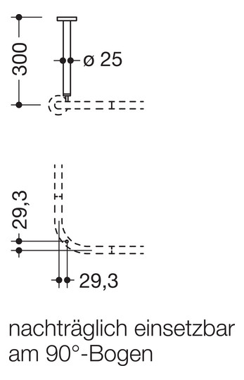 HEWI Deckenabhängung System 900 A &#x3D; 300 mm, Edelstahl verchromt