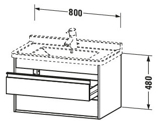 Duravit Waschtisch-Unterschrank Ketho 80 x 45,5 cm, Eiche schwarz, 2 Schubkästen, wandhängend