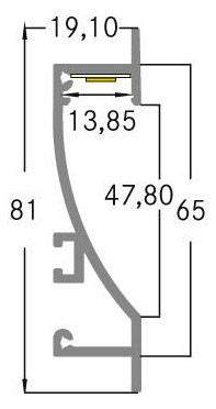 Aufbauprofil alu Alu 2000x81x19,1mm