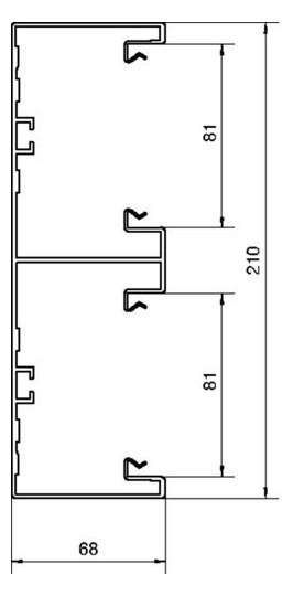 Geräteeinbaukanal Alu 210x68mm ver-ws RAL9016 GEB-K besch 12060qmm 2000mm